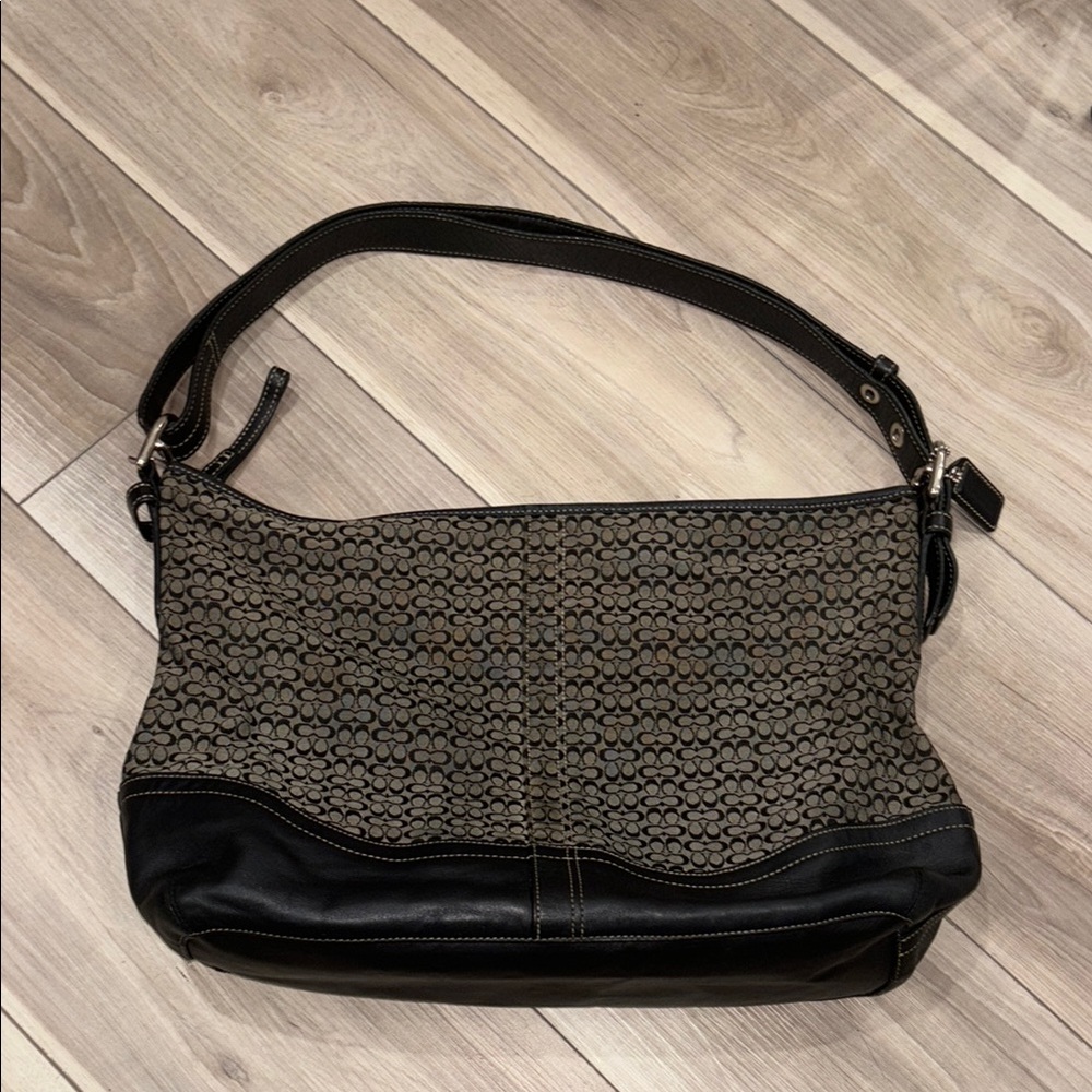 Coach Signature Canvas and Leather Monogram Black Purse